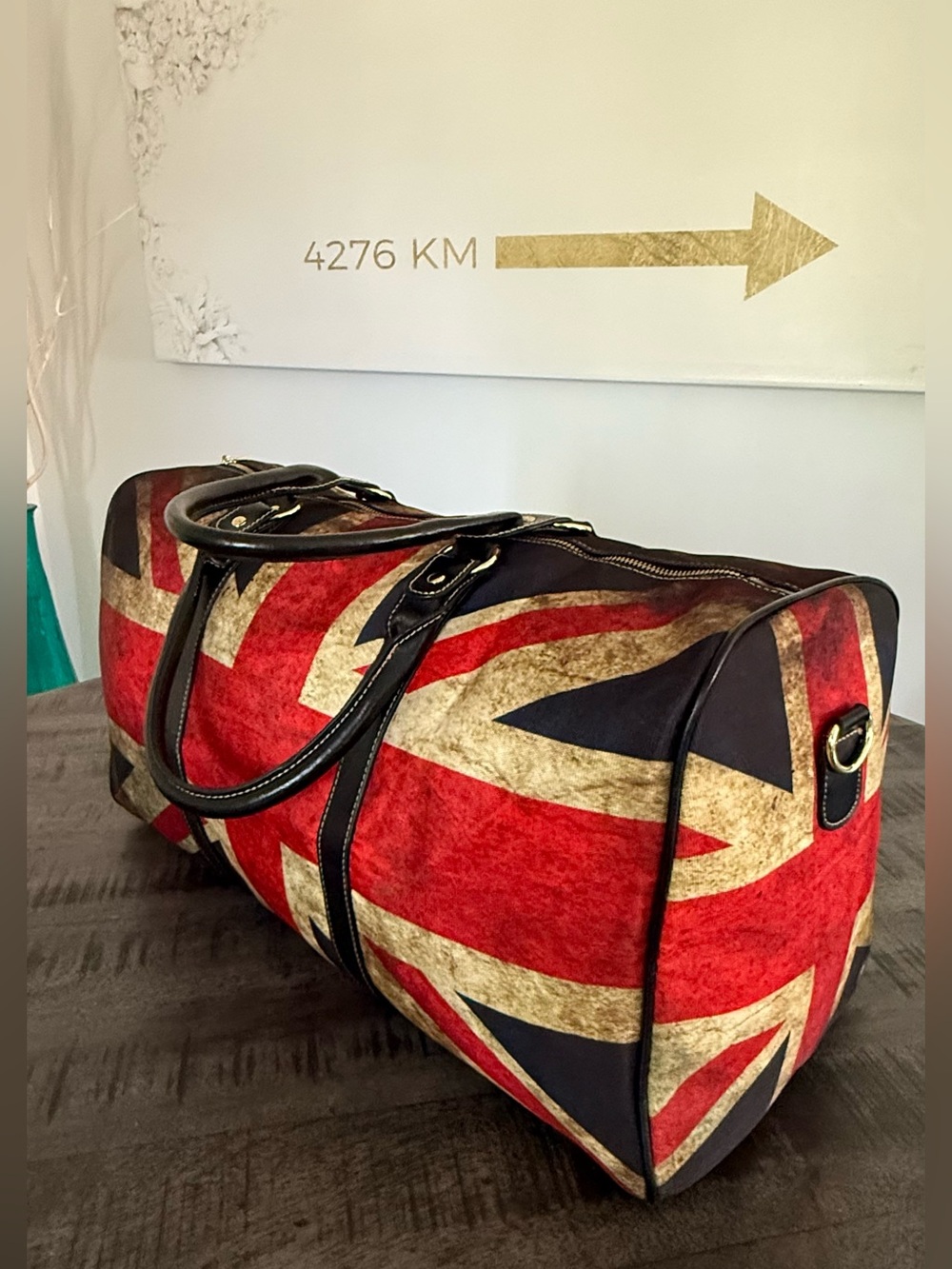 Union Jack Pattern Travel Duffel Bag - Red, Navy, Cream
